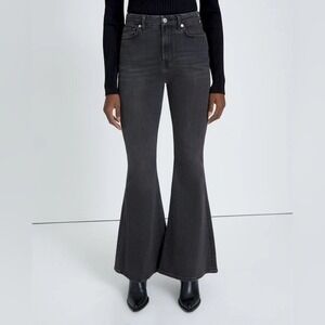 7 For All Mankind MEGAFLARE‎ Jeans Black High Rise Size 27 NWOT